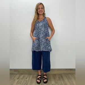 First Love- Navy and White‎ Leopard Tank Top Size 3X